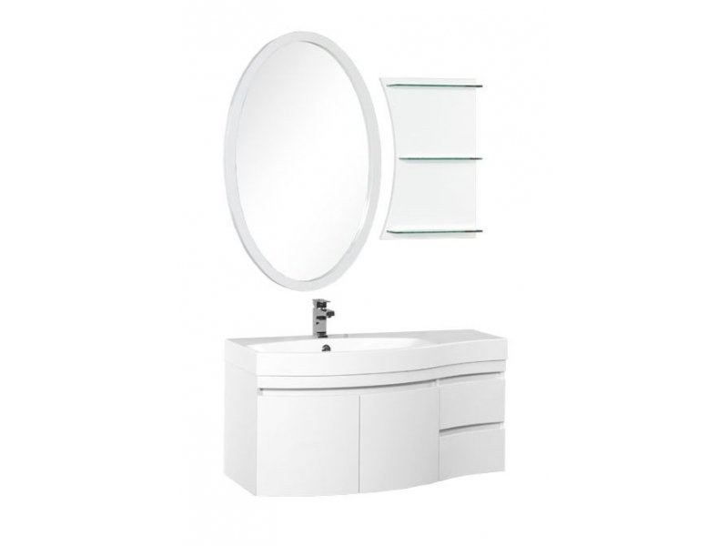 Купить Тумба под раковину Aquanet Опера 2-115 L (2 дверцы, 2 ящика) 00169613, левая, цвет белый