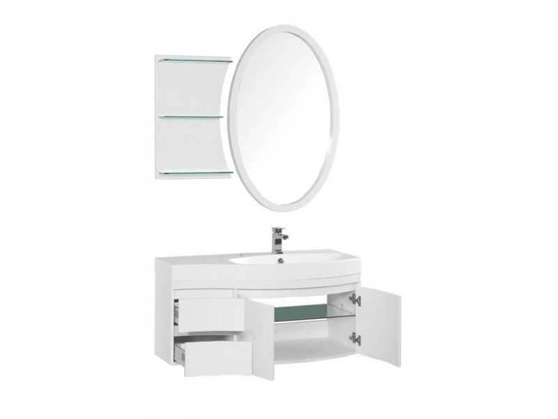 Купить Тумба под раковину Aquanet Опера 2-115 L (2 дверцы, 2 ящика) 00169613, левая, цвет белый