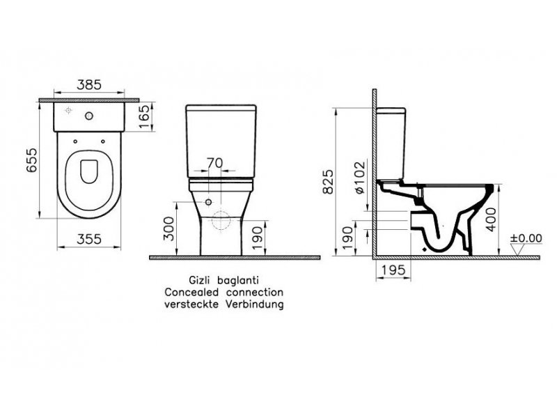 Купить Напольный унитаз Vitra S50 5746B003-0096 безободковый