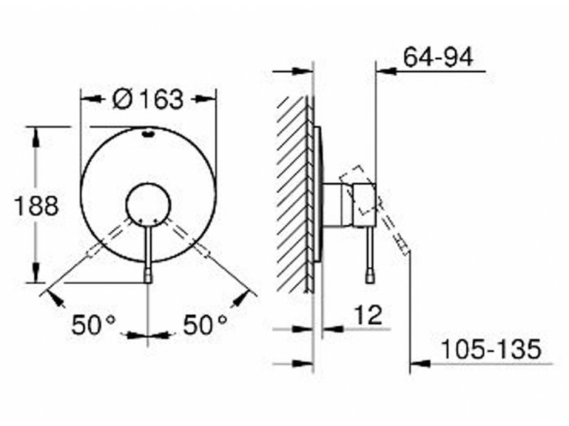 Купить Смеситель скрытого монтажа Grohe Essence New 19286GL1 для душа, внешняя часть, холодный рассвет глянец