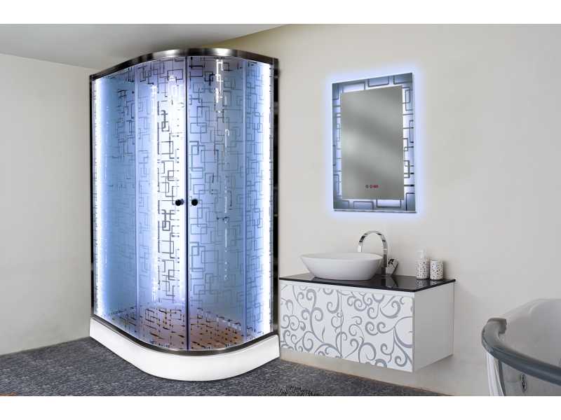 Купить Душевая кабина Deto Em EM4511 L/R N LED гм 110 x 80 см, без крыши, с Led подсветкой, с гидромассажем