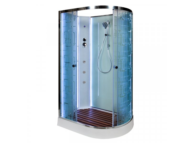Купить Душевая кабина Deto Em EM1512 L/R N LED гм 120 x 80 см, без крыши, с Led подсветкой, с гидромассажем