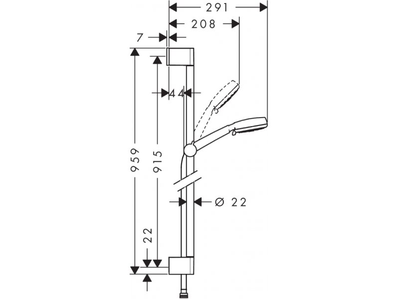 Купить Душевой гарнитур Hansgrohe Crometta 100 Vario 26657400, штанга 90 см, белый/хром