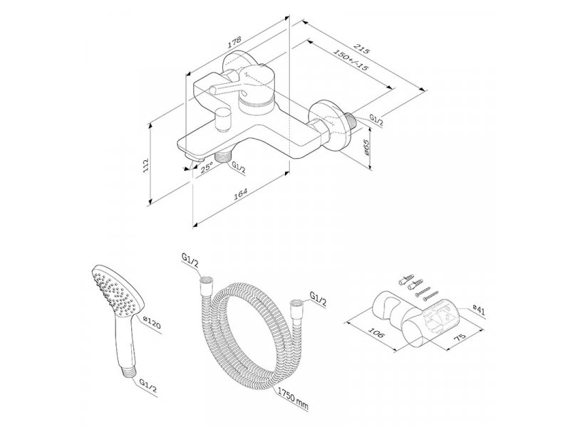 Купить Смеситель Am.Pm X-Joy S F85B15000, с душевым гарнитуром, хром