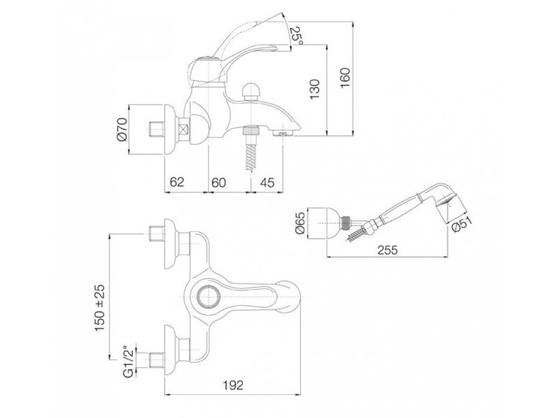 Купить Смеситель Fima Carlo Frattini Lamp F3304CR для ванны с душевым комплектом, хром