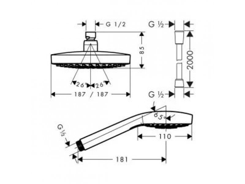 Купить Душевая система Hansgrohe Croma Select S 180 2jet 27351400, белый/хром