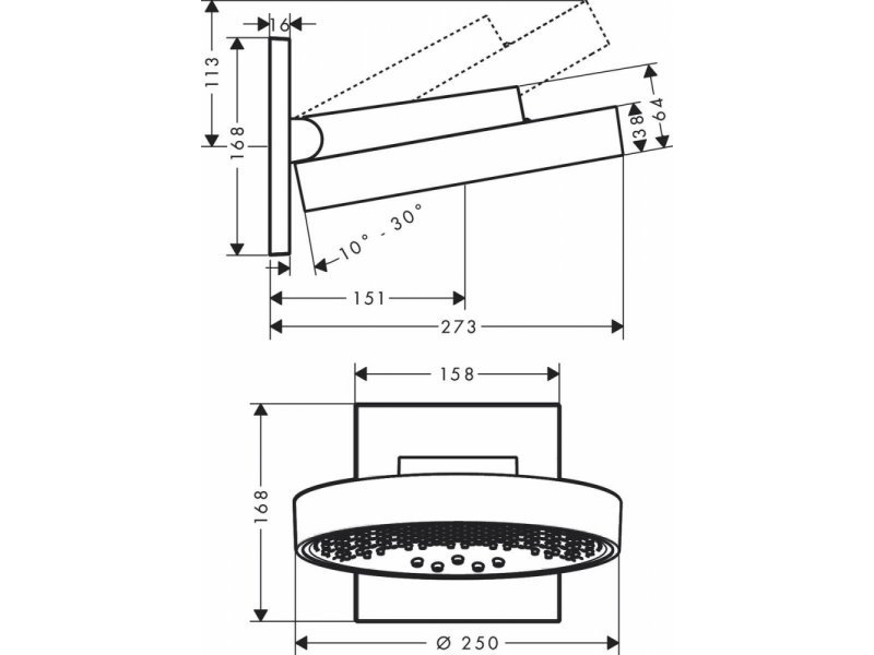 Купить Верхний душ Hansgrohe Rainfinity 26232000, 250*250 мм, 3 режима струи, хром