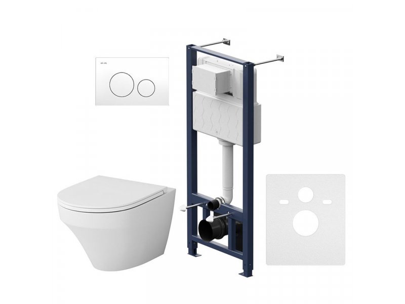 Купить Инсталляция Am.Pm Inspire, IS49001.501700 с безободковым унитазом Inspire FlashClean, клавиша Pro L белая, крышка микролифт