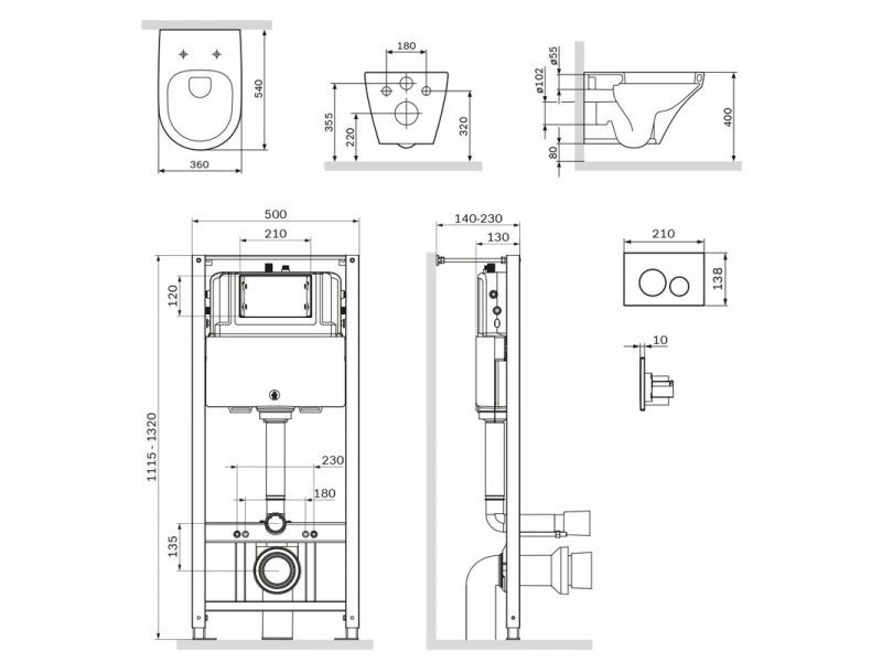 Купить Инсталляция Am.Pm Inspire, IS49001.501700 с безободковым унитазом Inspire FlashClean, клавиша Pro L белая, крышка микролифт