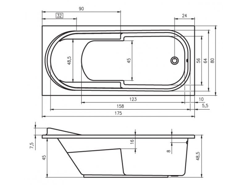 Купить Ванна гидромассажная Riho Columbia 175 x 80 см, AIR