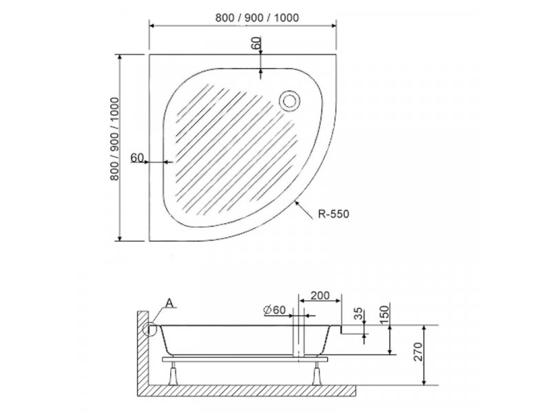 Купить Душевой поддон RGW BP/CL-S-A 90x90 см, четверть круга, 16180499-51-A