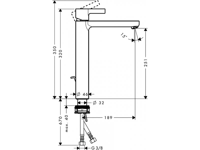 Купить Смеситель для раковины Hansgrohe Metris S Highriser 31022000, со сливным гарнитуром