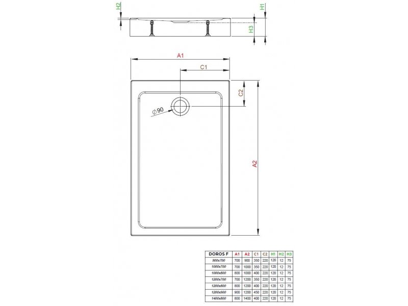 Купить Поддон для душа Radaway Doros F, 100 x 70 см, прямоугольный, SDRFP1070-05