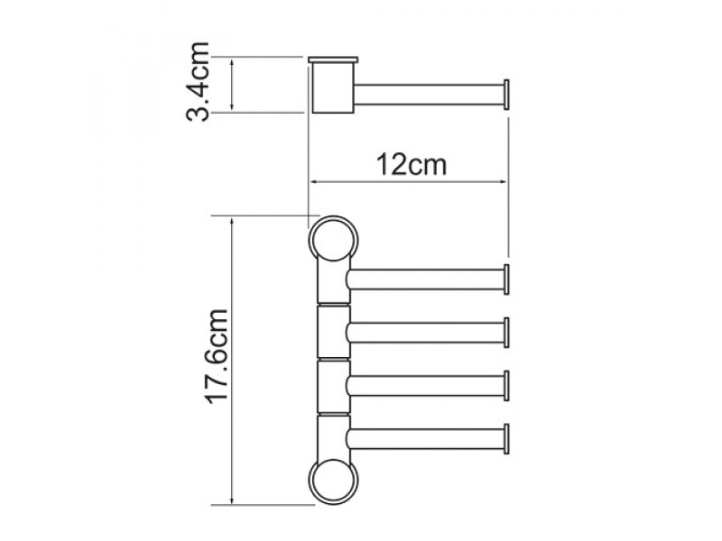 Купить Полотенцедержатель WasserKRAFT 1054, 4 держателя, короткие, 17.6, хром