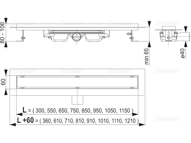 Купить Душевой лоток AlcaPlast APZ106-950 Professional Low