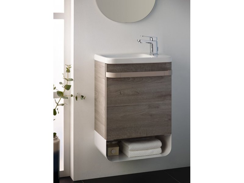 Купить Тумба под раковину Ideal Standard Tonic II Guest 45 см, подвесная, правая, светло-серое дерево, R4306FE