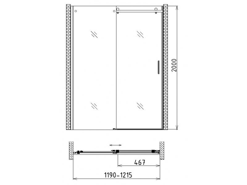 Купить Душевая дверь Gemy Modern Gent S25191C, 120 х 200 см, стекло прозрачное