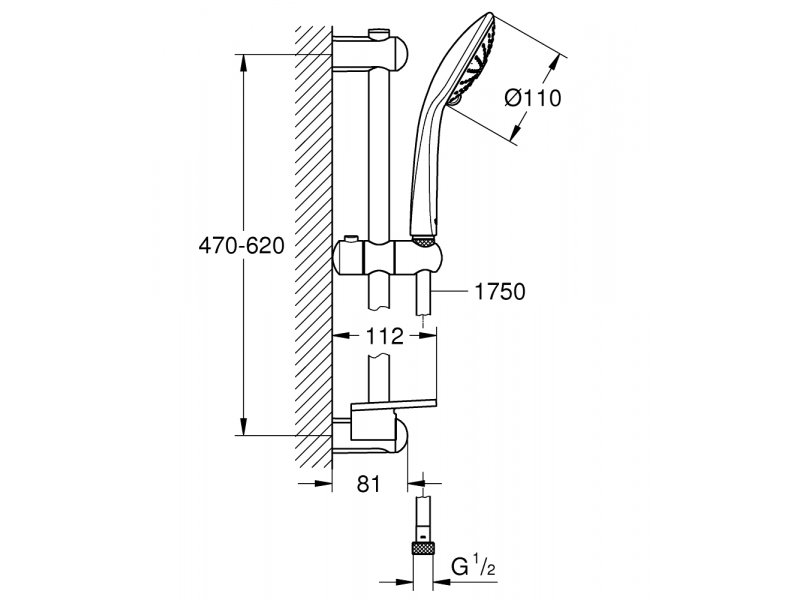 Купить Душевой гарнитур Grohe Euphoria Massage 27231001, 60 см, шланг 175 см, Ø115 мм