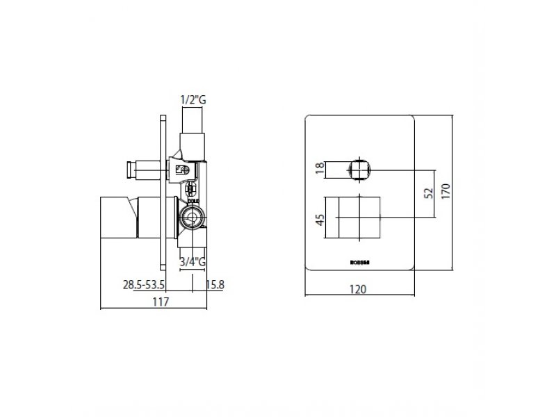 Купить Смеситель для ванны Bossini Cube Z00063.030 (хром глянцевый)
