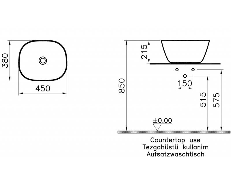 Купить Раковина Vitra Plural накладная 45 х 38 см, цвет черный матовый, 7811B483-0016
