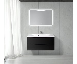 Тумба под раковину BelBagno Marino MARINO-1000-2C-SO-NL-P, 100 х 44,5 х 55 см, Nero Lucido - черный глянец