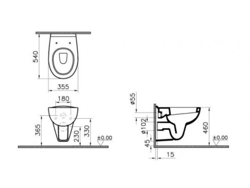 Купить Подвесной унитаз Vitra Conforma Special Needs 5812B003-0075 35.5x54 см