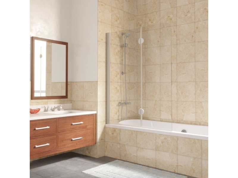 Купить Шторка на ванну Vegas Glass E2V Lux 0120 07 01, профиль - матовый хром, стекло – прозрачное, 120*150,5 см