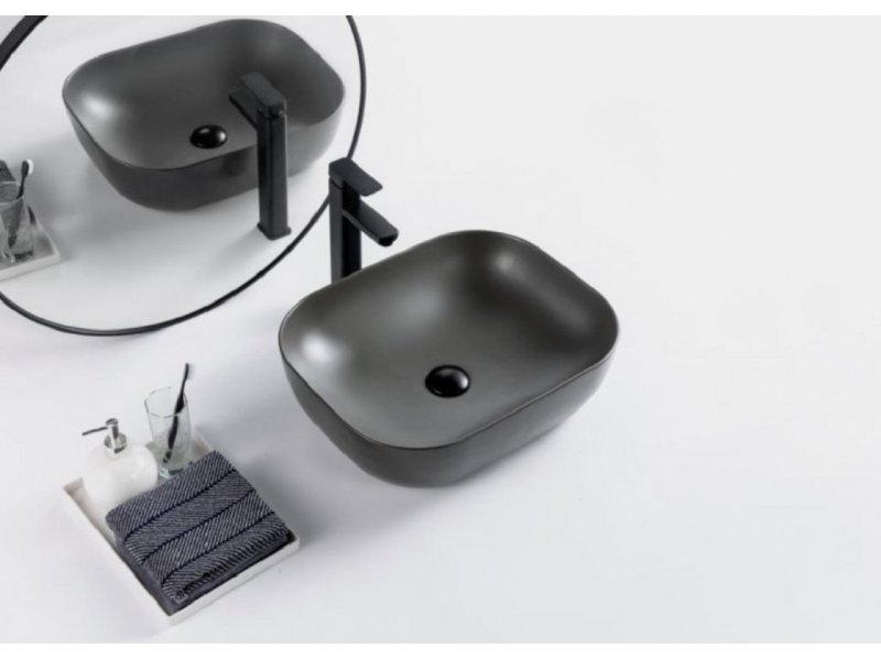 Купить Раковина BelBagno BB1302-H311, 50 х 40 см, накладная, цвет серый матовый