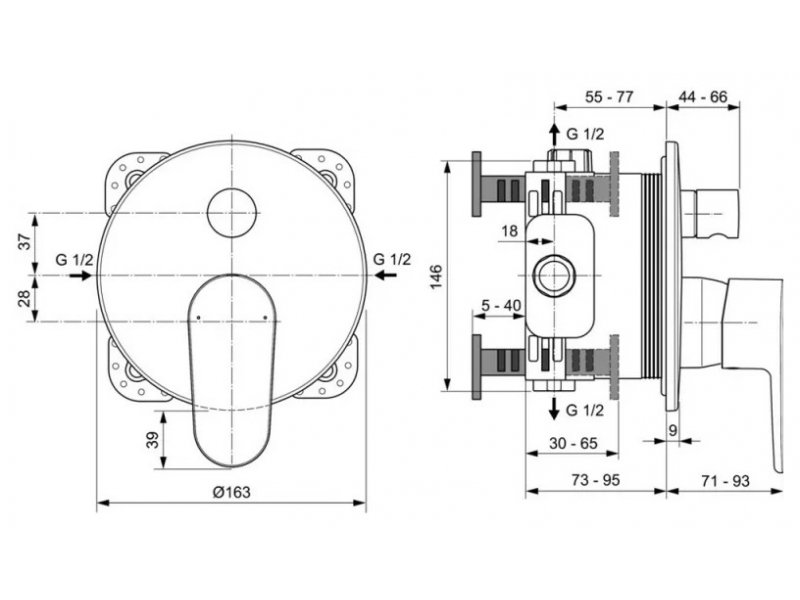 Купить Смеситель Ideal Standard Cerafine Model O встраиваемый для ванны и душа, хром, A7350AA