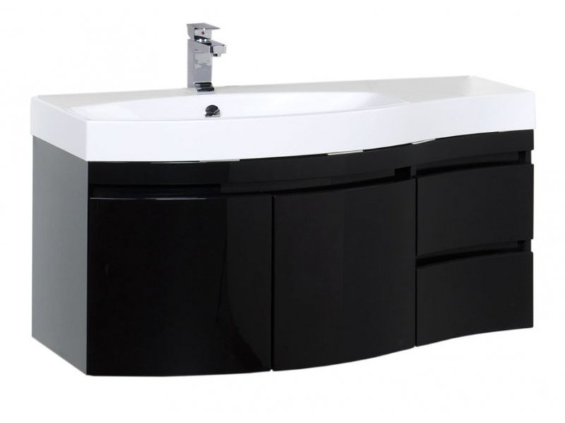 Купить Тумба под раковину Aquanet Опера 2-115 L (2 дверцы, 2 ящика) 00169612, левая, цвет черный