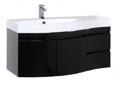 Тумба под раковину Aquanet Опера 2-115 L (2 дверцы, 2 ящика) 00169612, левая, цвет черный