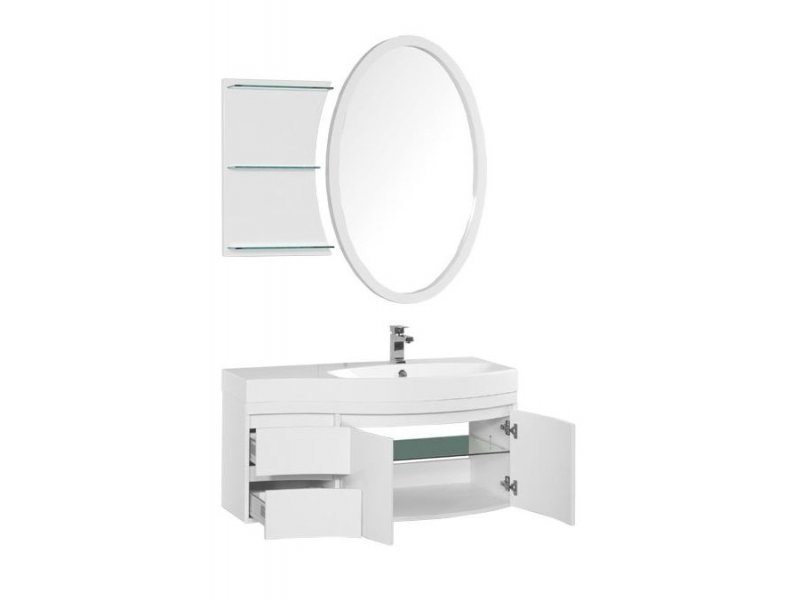 Купить Тумба под раковину Aquanet Опера 2-115 L (2 дверцы, 2 ящика) 00169612, левая, цвет черный