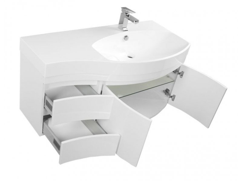 Купить Тумба под раковину Aquanet Опера 2-115 L (2 дверцы, 2 ящика) 00169612, левая, цвет черный