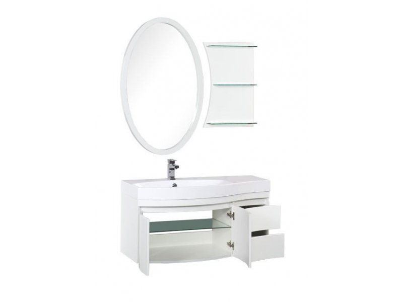 Купить Тумба под раковину Aquanet Опера 2-115 L (2 дверцы, 2 ящика) 00169612, левая, цвет черный