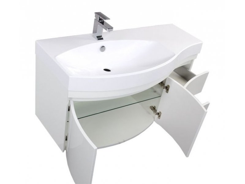 Купить Тумба под раковину Aquanet Опера 2-115 L (2 дверцы, 2 ящика) 00169612, левая, цвет черный