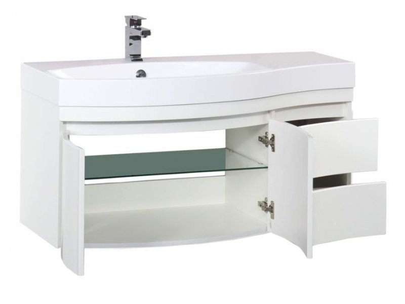 Купить Тумба под раковину Aquanet Опера 2-115 L (2 дверцы, 2 ящика) 00169612, левая, цвет черный