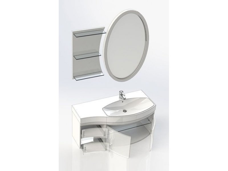 Купить Тумба под раковину Aquanet Опера 2-115 L (2 дверцы, 2 ящика) 00169612, левая, цвет черный