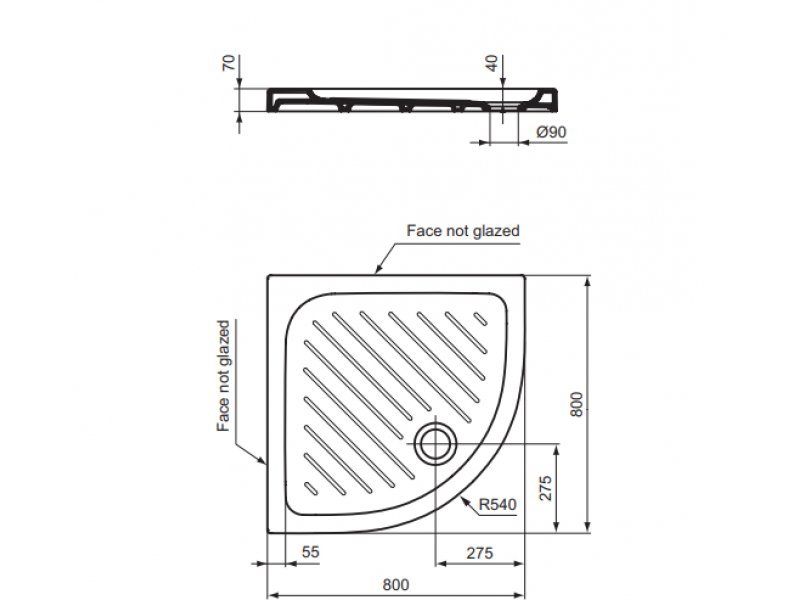 Купить Поддон Vidima 80 x 80 см, W833461 керамический, четверть круга, R 550
