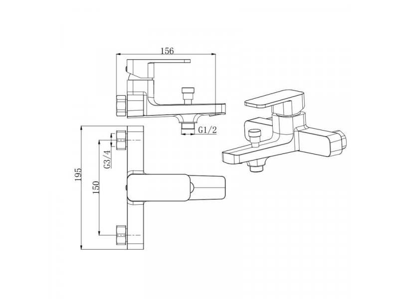 Купить Смеситель для ванны Gllon GL-128 7001С-01