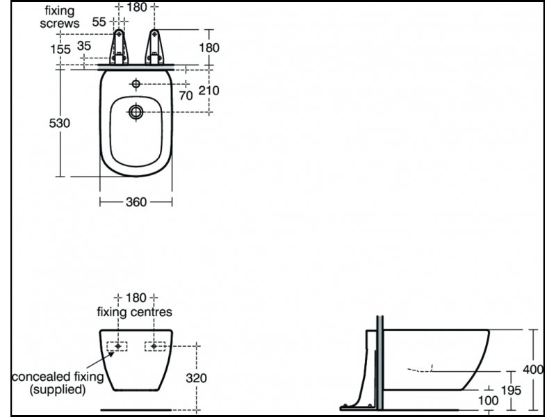 Купить Биде Ideal Standard Tesi T355201, подвесное
