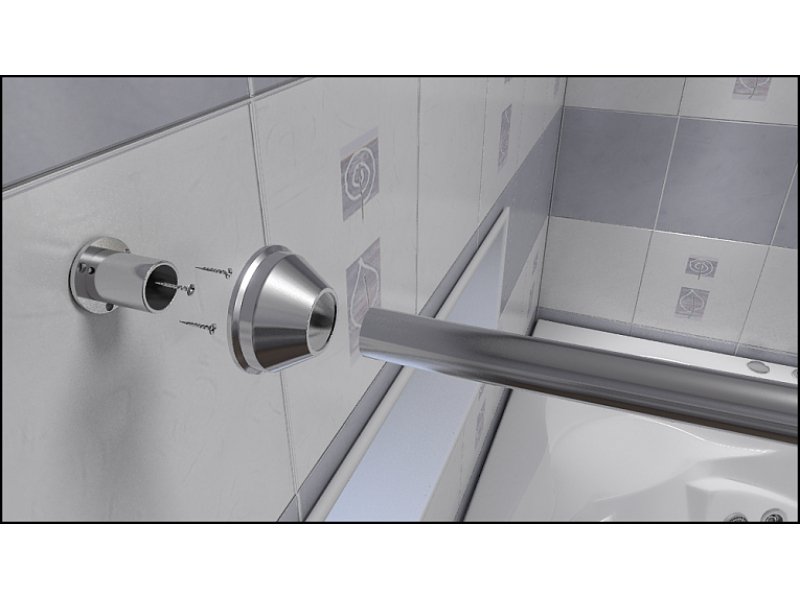 Купить Карниз для ванны Bas КЗ00011 170 см прямой, нержавеющая сталь