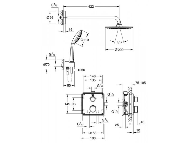 Купить Душевая система Grohe Grohtherm 34734000, с термостатом