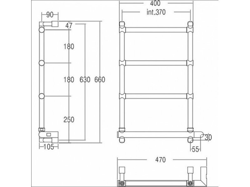 Купить Полотенцесушитель электрический Margaroli Sole 542 BOX 5423704ORBB, высота 66 см, ширина 47 см, потертая бронза