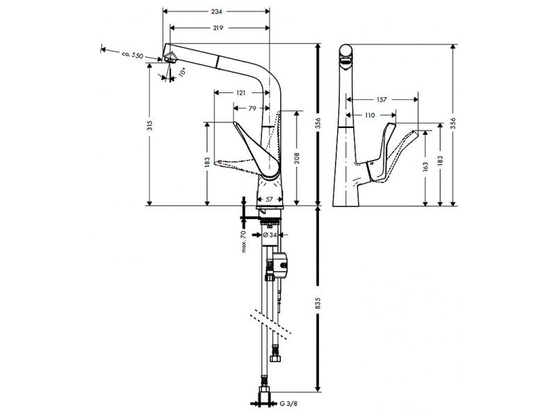Купить Смеситель Hansgrohe Metris 14821800 для кухонной мойки, под сталь