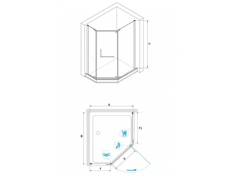 Купить Душевой уголок RGW PA-91, 01089192-21, 90 х 120 x 195 см трапеция, дверь распашная, стекло матовое, хром