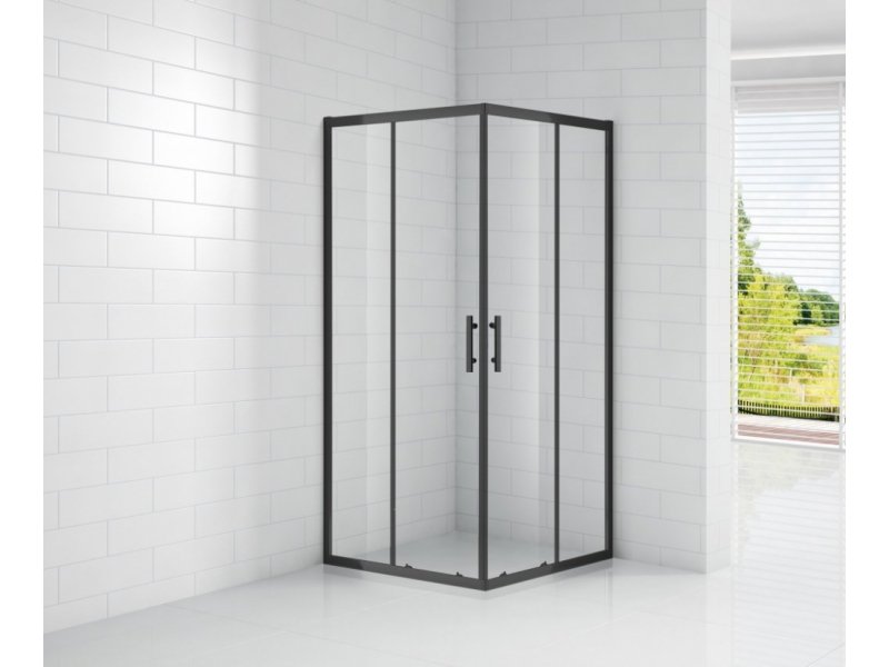 Купить Душевой уголок Cezares ECO-O-A-2-90-C-NERO, 90 х 90 х 190 см, стекло прозрачное