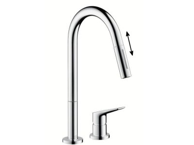 Смеситель для кухни Axor Citterio M 34822000, с выдвижным изливом, хром