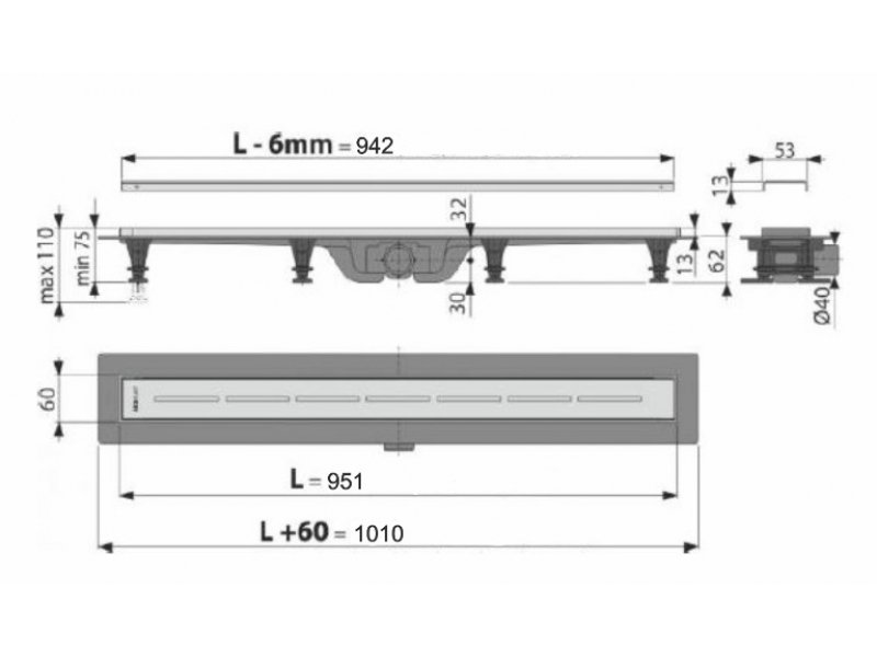Купить Душевой лоток AlcaPlast APZ18-950M Simple