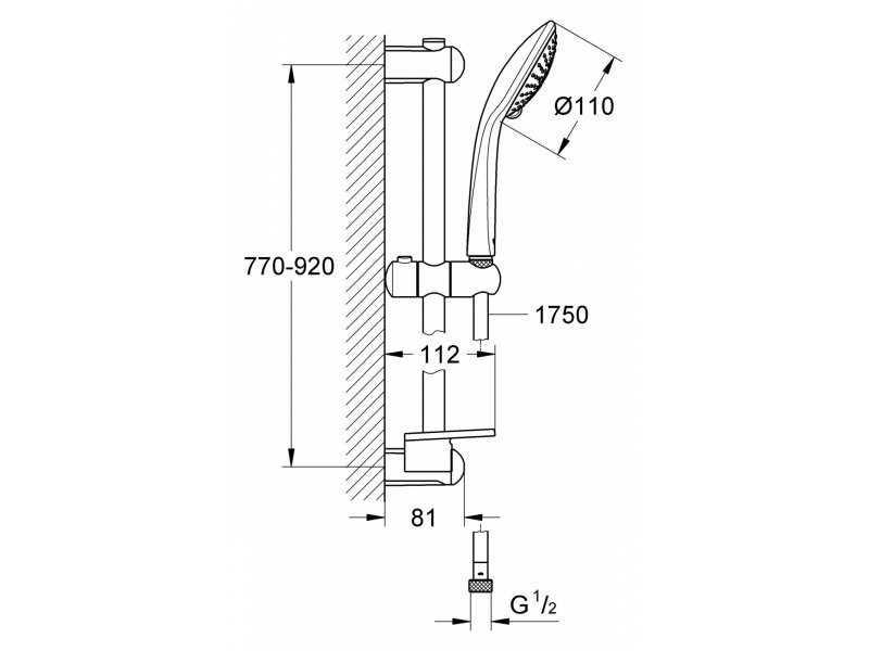 Купить Душевой гарнитур Grohe Euphoria Champagne 27227001, 90 см, шланг 175 см, Ø115 мм