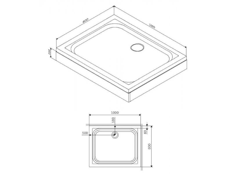 Купить Поддон Am.Pm Gem W90T-404-100280W, 100 х 80 см, с сифоном